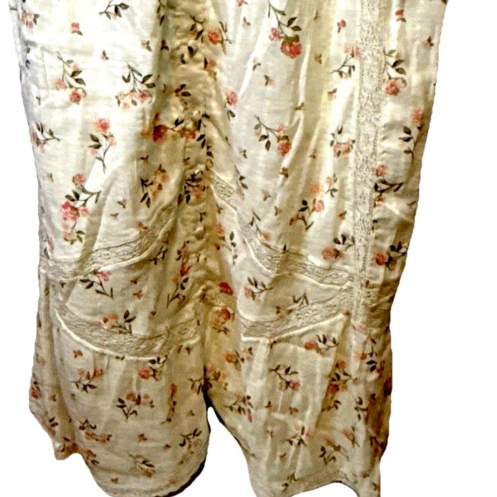 Floral Babydoll Maxi Dress Button Front Lace Ruffle Cottagecore Lined Stretch Ba - Picture 5 of 10